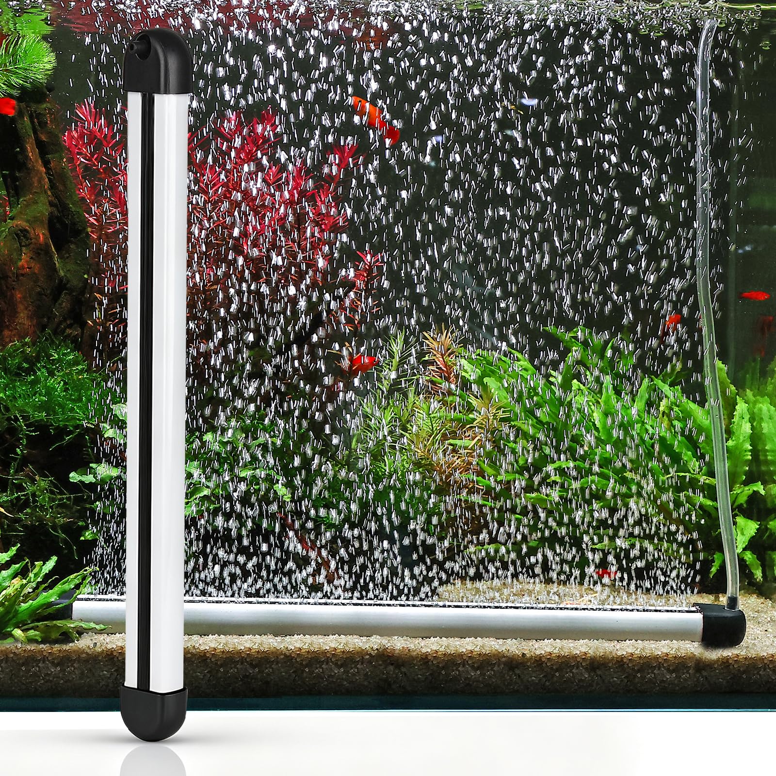 hygger Aquarium-Luftblasenstreifen, mit Luftschlauch-Zubehör, 35 cm, leise Luftsteine, Sauerstoffdiffusor, hochgelöste Dekorationen für Süß- und Salzwasser