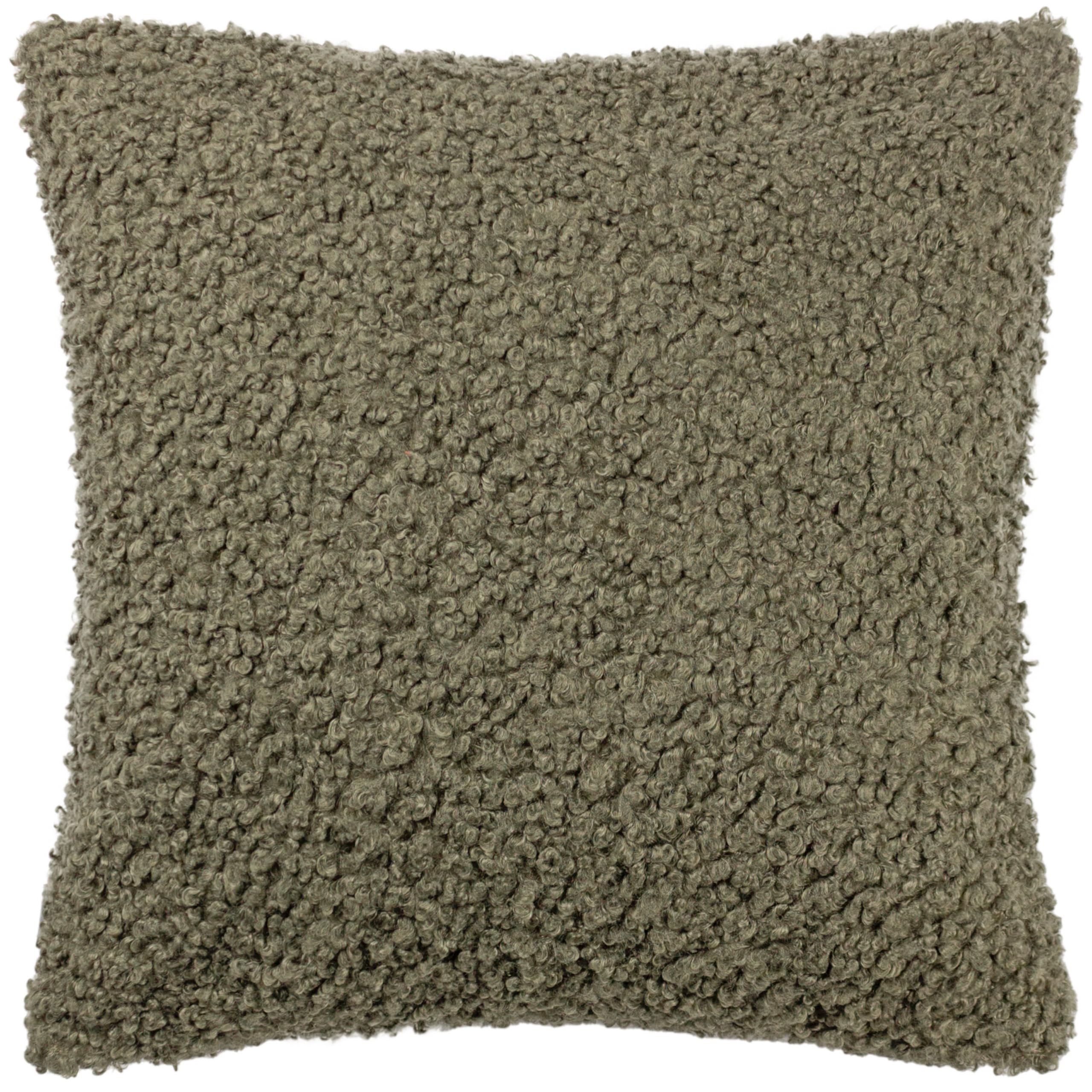 Yard Khaki Green Polyester Filled Cushion - 45x45cm Boucle Shearling Knit Textured