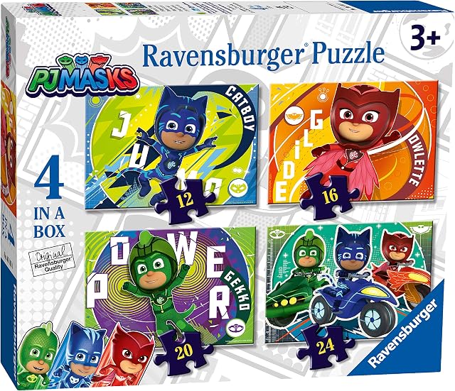 Ravensburger PJ Masks 4 in Box (12, 16, 20, 24 Pieces) Jigsaw Puzzles for Kids Age 3 Years Up
