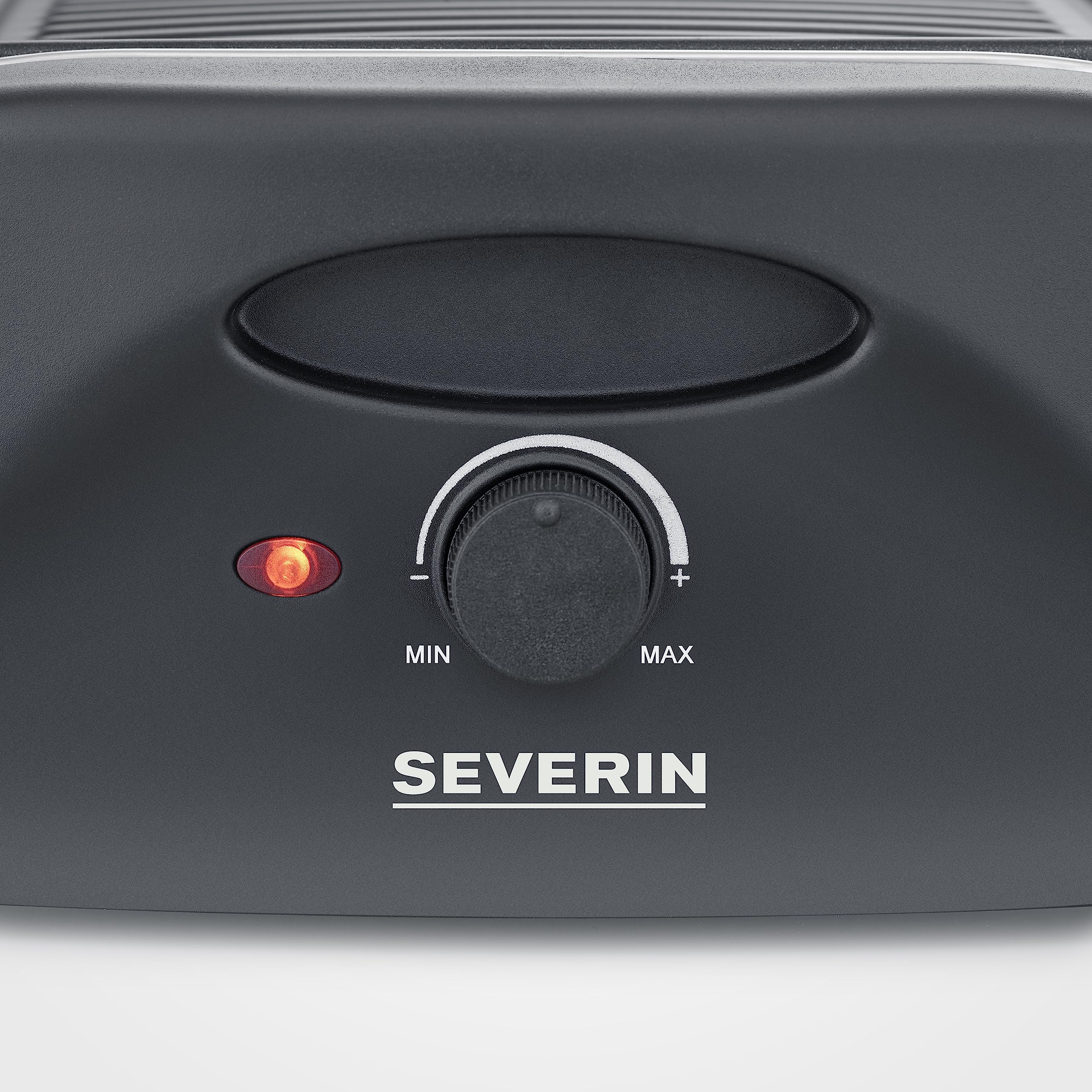 SEVERIN Raclette-Grill, Raclette mit großer antihaftbeschichteter Grillplatte und 8 Raclette Pfännchen, Tischgrill für bis zu 8 Personen, 1.400 W, schwarz, RG 9646
