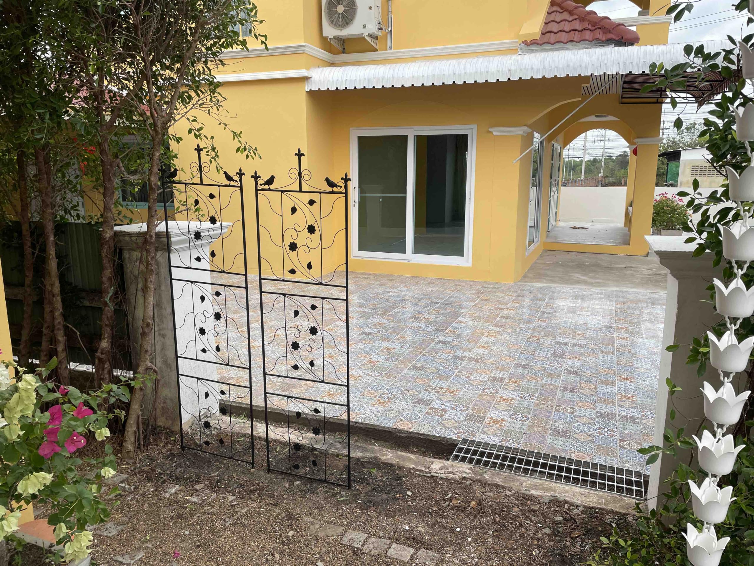 Rankgitter Metall 2er Set rostfrei Rankhilfe für Kletterpflanzen 195 x 50 cm Spalier Garten Schwarz