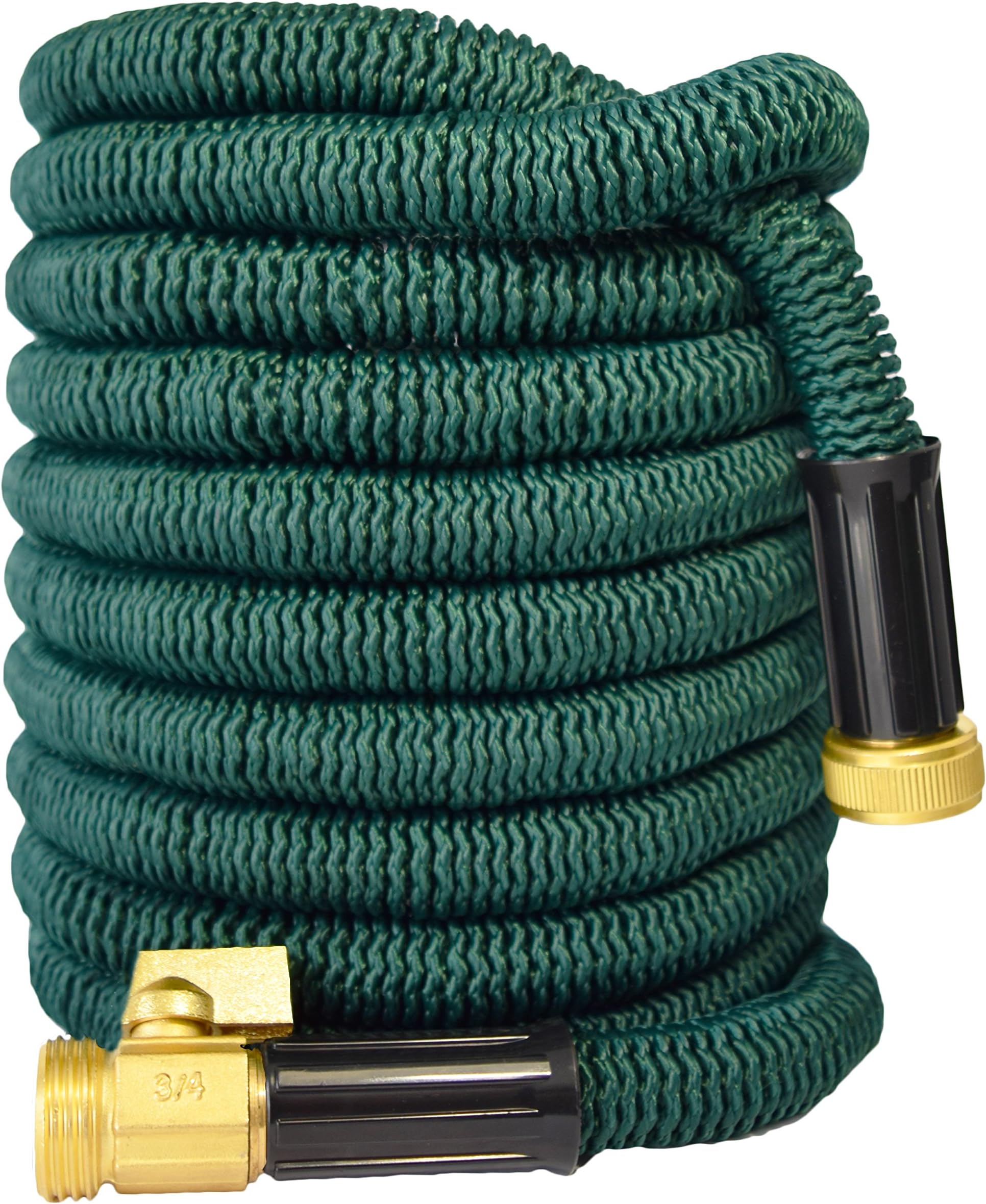 Golden Spearhead Expandable Garden Hose with Brass Connectors, Dark Green, 100-Feet