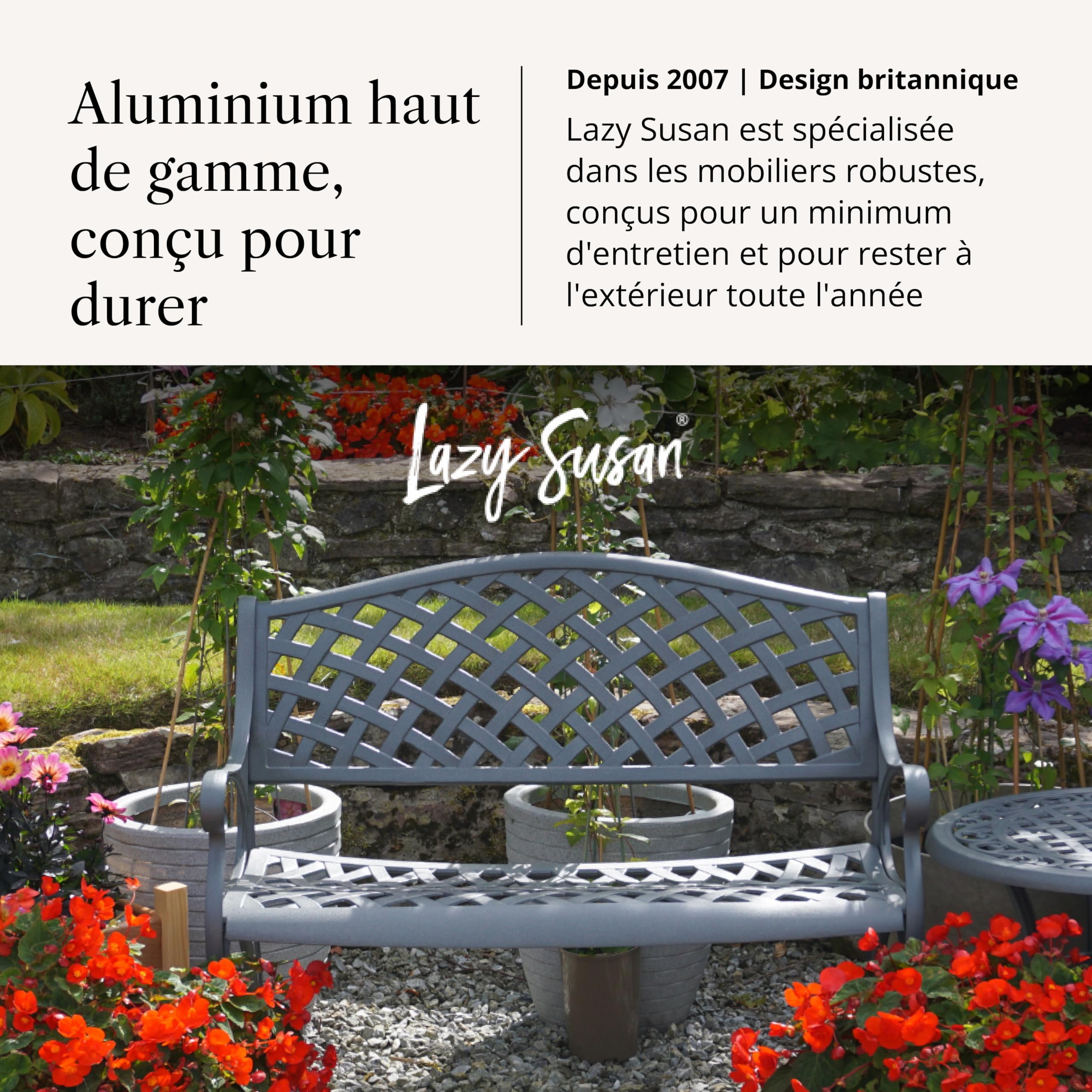 Lazy Susan Banc de Jardin en métal Jasmine | 2 Places | Banc de Jardin résistant aux intempéries | Aluminium moulé | Antirouille | Garantie 3 Ans | Finition Gris Ardoise