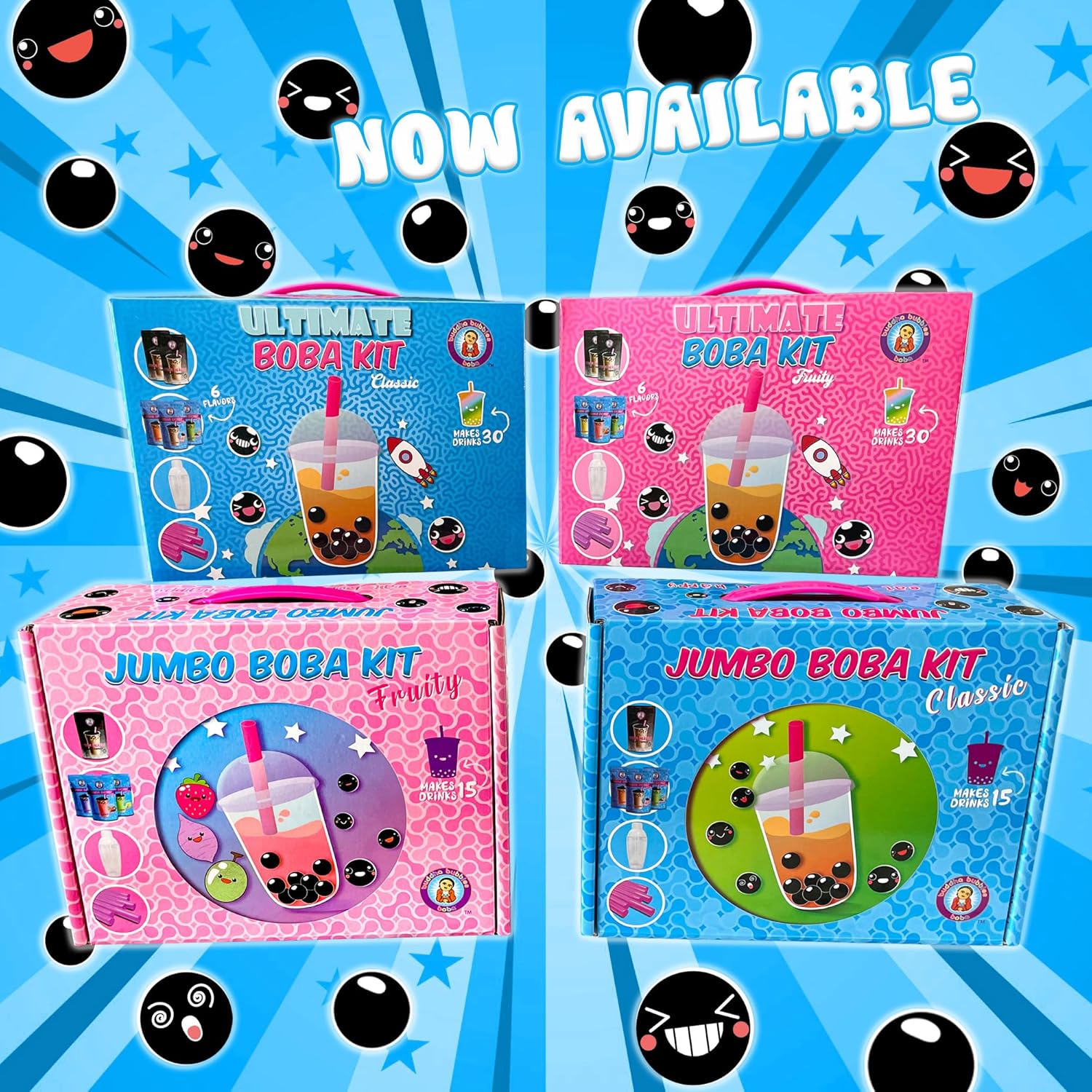 The NEW Jumbo "Fruity Flavors" D.I.Y. Boba/Bubble Tea Party Kit by Buddha Bubbles Boba