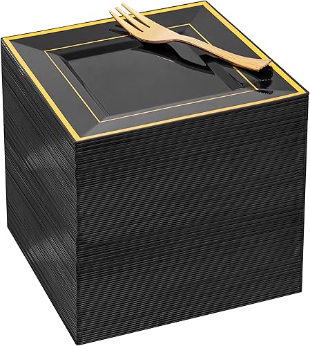 Miniatura 8 de WDF -Platos desechables para postre, 100 unidades, dorados, de 7.5 pulgadas, con 100 tenedores desechables de 7.4 pulgadas, con diseño de encaje