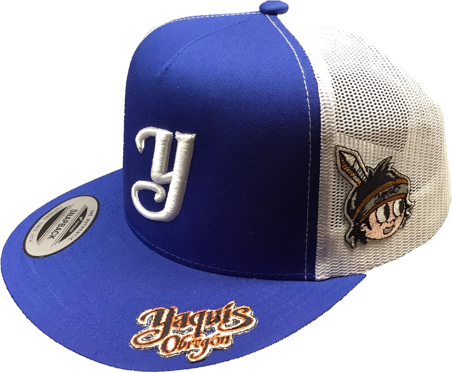 Yaquis de obregon 3 Logos hat Royal White mesh