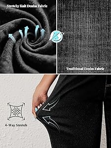 AVAMO Wide Leg Jeans Woman Stretchy Pull On Sweatpant Jeans for Women High Elastic Waist Trendy Straight Denim Pants