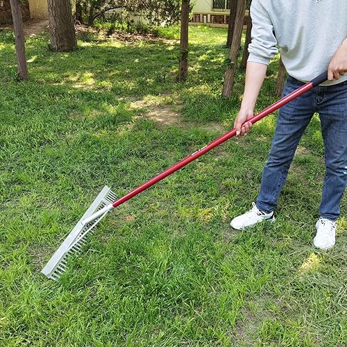 Miniatura 7 de KYLIN 36Tines - Rastrillo de aluminio de 36 pulgadas con mango de aluminio de 60 pulgadas, rastrillo de hojas para aflojar el suelo, cuidado del