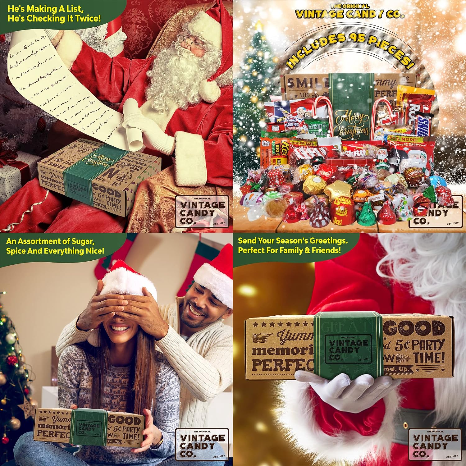 CHRISTMAS CANDY CARE PACKAGE (95 Count) LOADED XMAS GIFT BASKET Assortment Box Filled With Milk Chocolate Santas, Snowman, Trees, Seasonal Foil Candies! PERFECT For Girl Boy Woman Man Kids College Students Adults