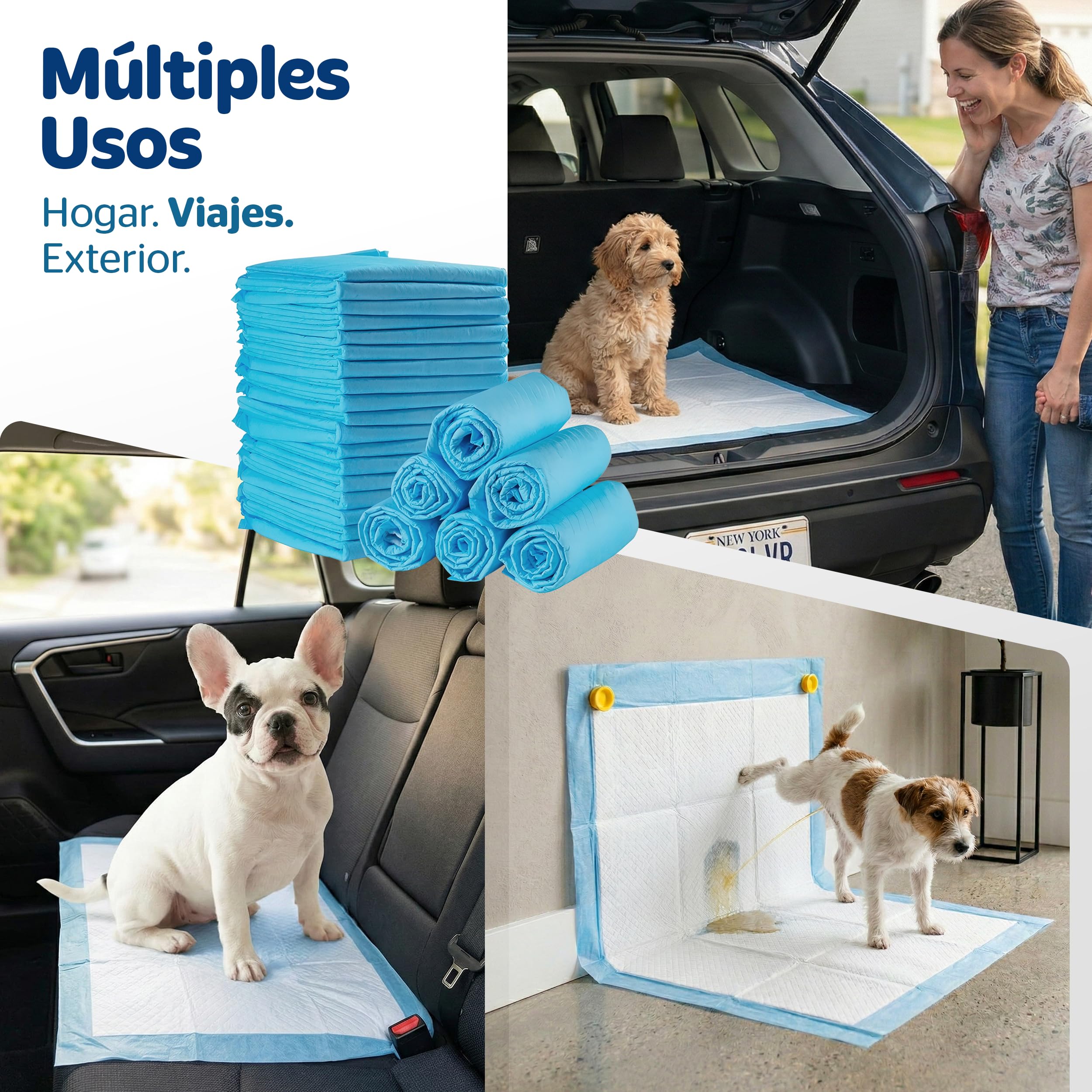 PORTENTUM Empapadores Perros 90x60 cm 100 Unidades – 6 Capas absorbentes antifugas con Control de olores – Alfombrillas Desechables para Entrenamiento – Inodoro para Perros