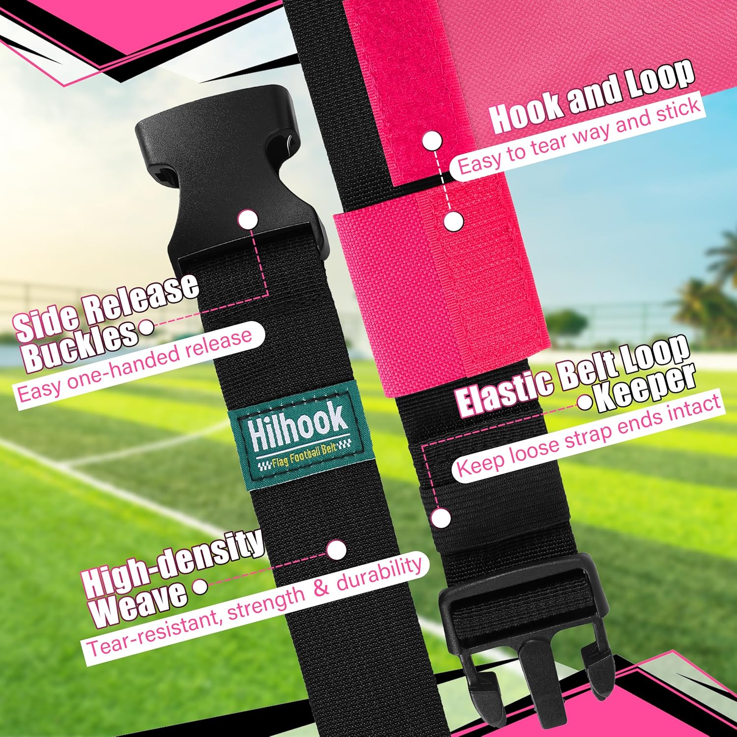 Flag Football Belts, 14 Player Flag Football Set with 42 Flags for Kids Youth and Adults Training Equipment