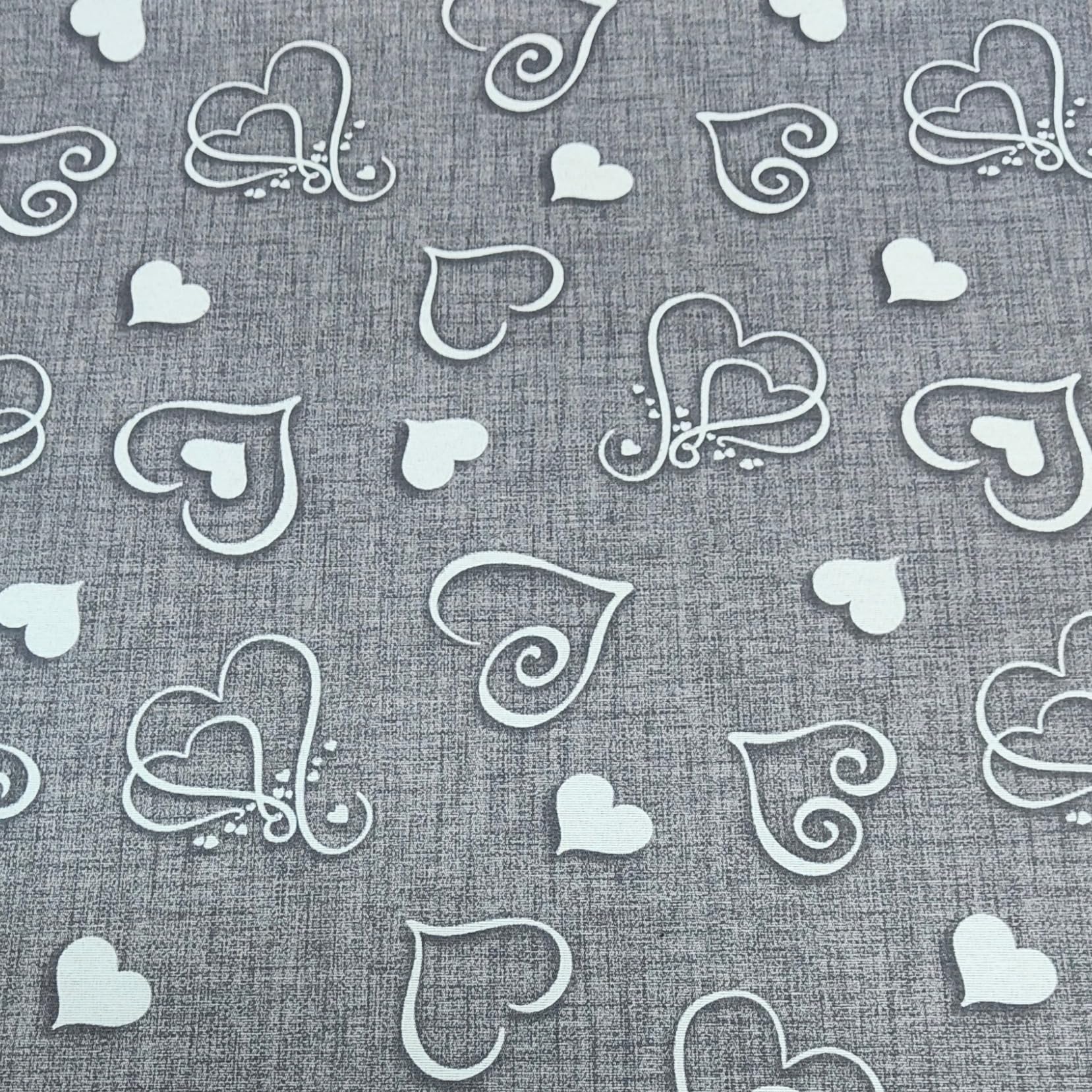 Telo Arredo Copritutto Fantasia Cuori Gran Foulard Multiuso in Cotone Matrimoniale 240x260 cm (Grigio)