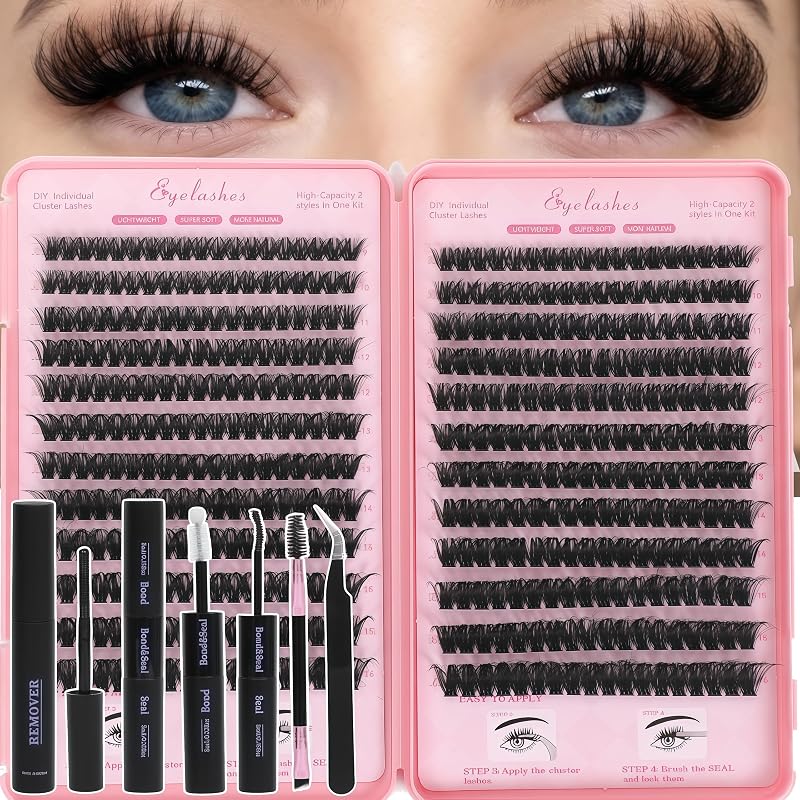 Kit de cílios postiços em tufos WIGICD 80D+100D, curvatura D, 9–16 mm