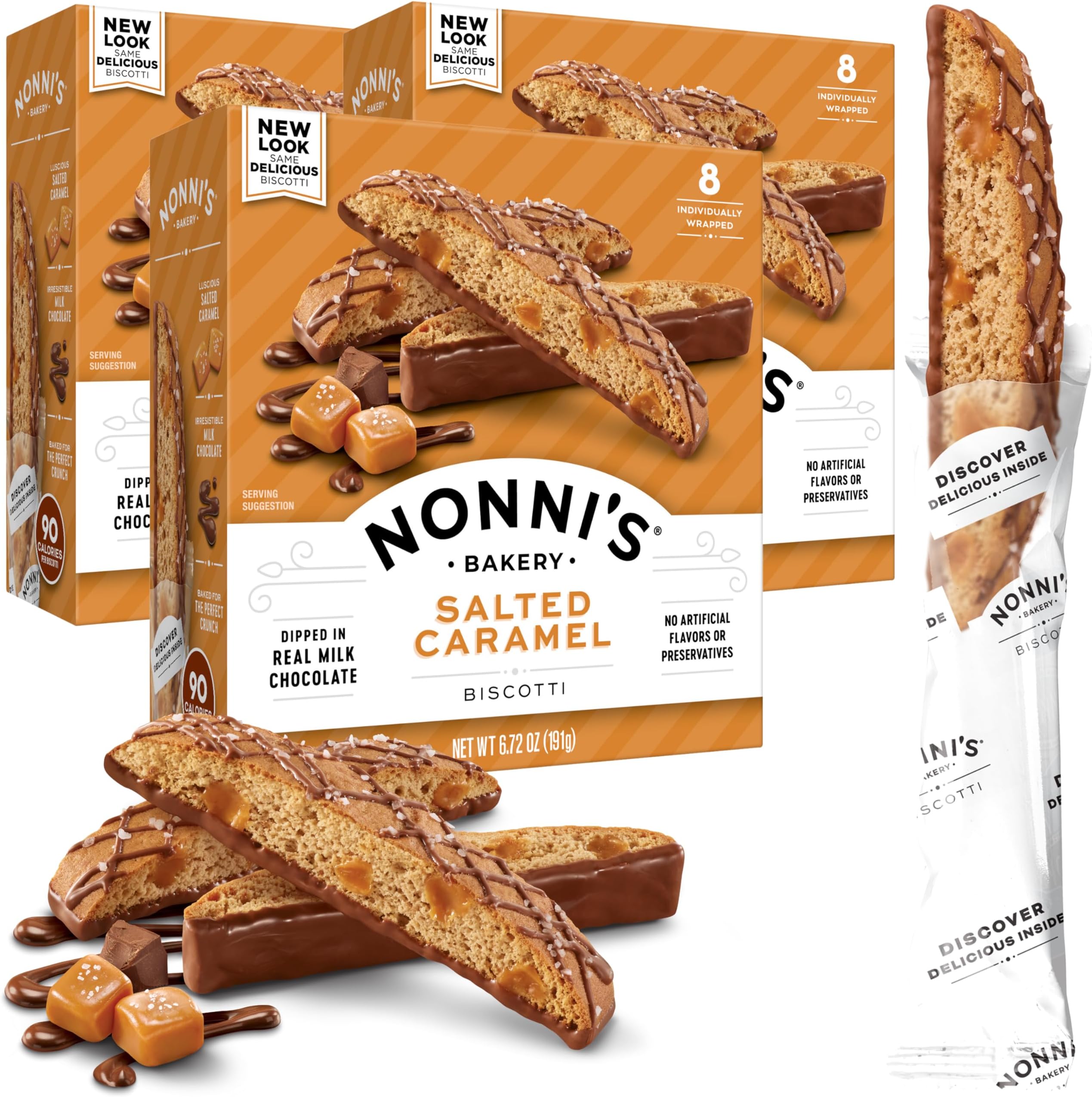 Nonnis Salted Caramel Biscotti Italian Cookies 3 Boxes 