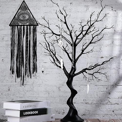 Árbol artificial de imitación extraíble para el hogar, jardín, joyería, decoración de fiesta de Navidad o Halloween, 30 pulgadas de altura (negro)