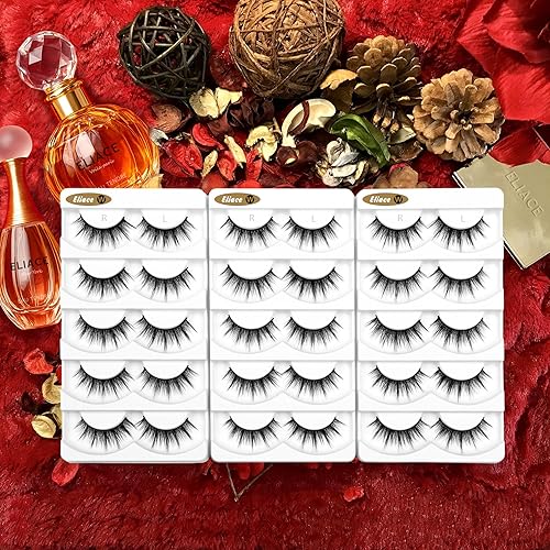 Miniatura 2 de Eliace Pestañas postizas de aspecto natural, pestañas de ojo de gato, tiras finas, pestañas postizas de visón 3D, pestañas postizas de volumen