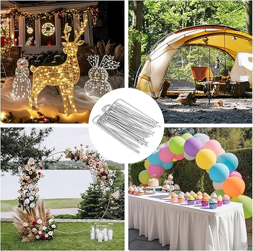 Miniatura 7 de Whonline 560 grapas de paisaje de 6 pulgadas, calibre 11, estacas de jardín galvanizadas de alta resistencia, estacas de riego por goteo para