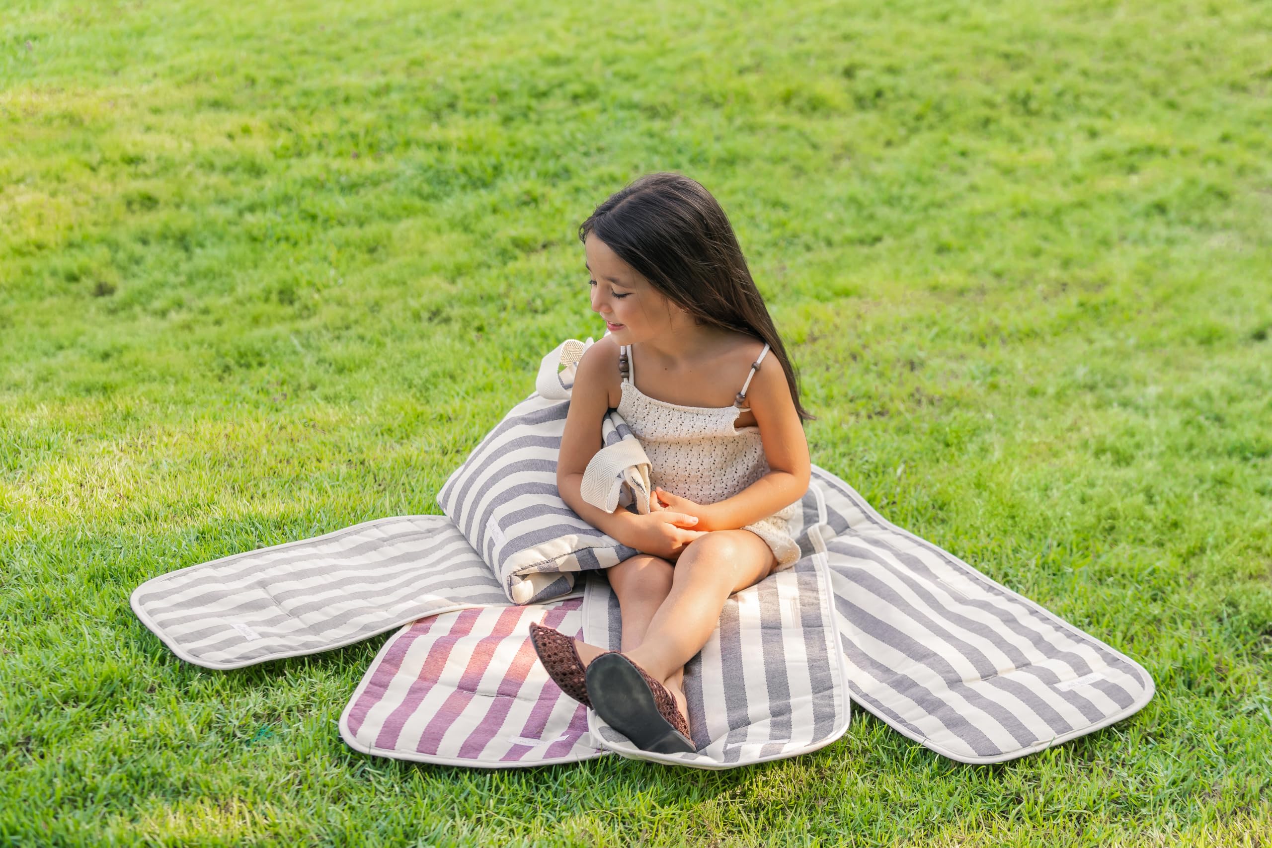 Mi Bollito, Universal Pushchair Mat, Padded and Breathable Striped Model, 100% Cotton, Compatible with All Prams - Image 4