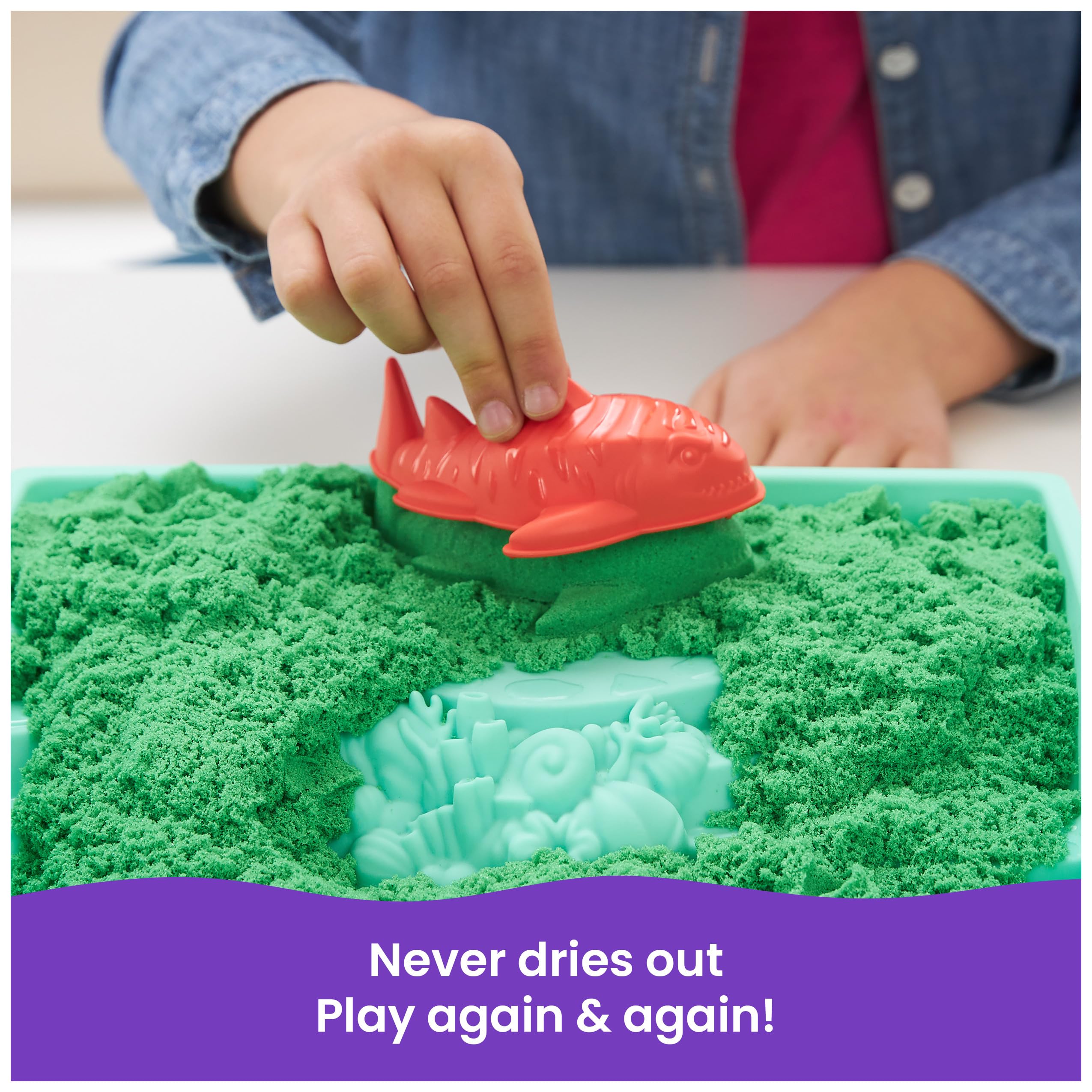 Kinetic Sand - Zestaw piaskownica. Zielony piasek do zabawy