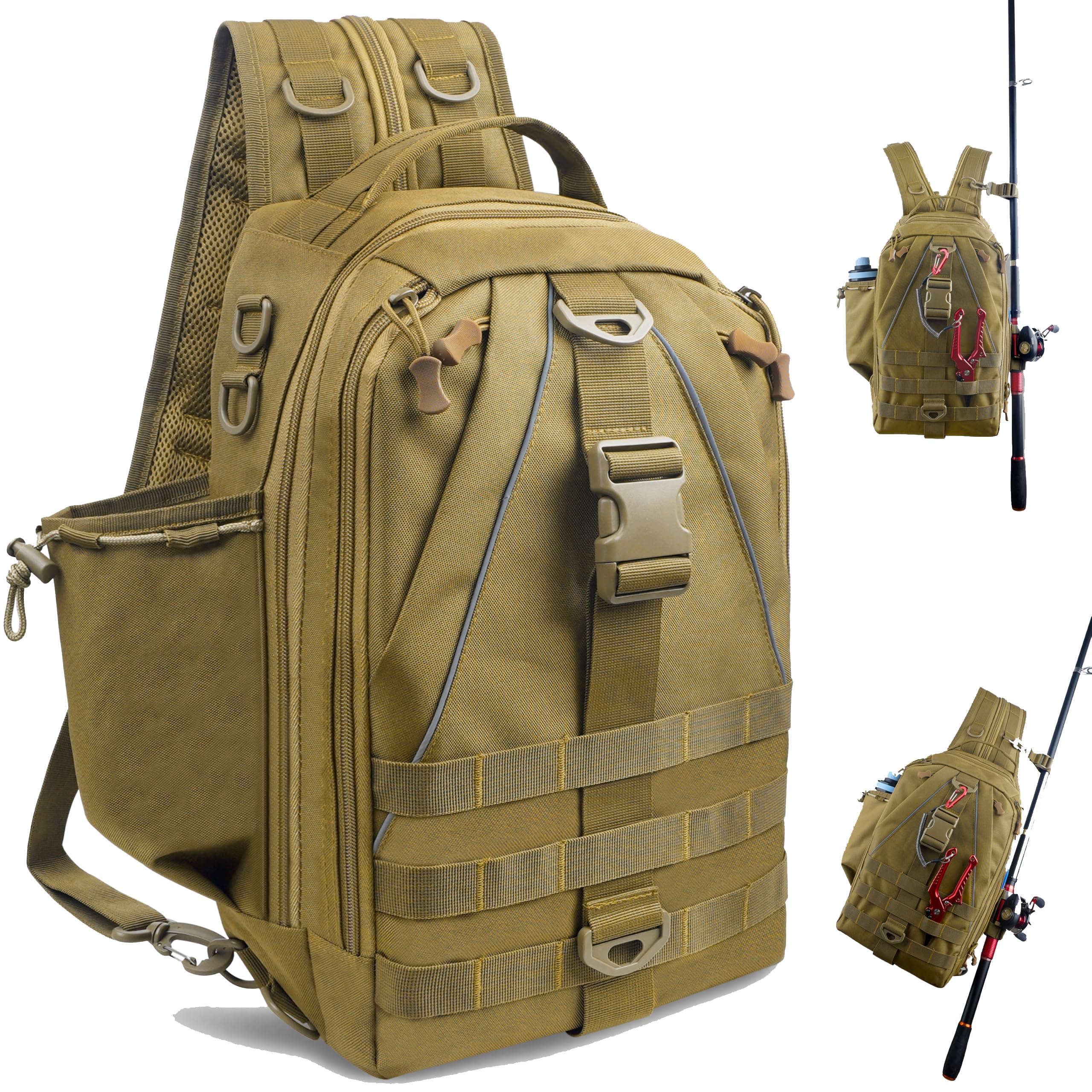 Zaino Tattico Militare, Custodia per Attività All'aperto, Impermeabile, Multifunzionale, Borsa da Pesca, Militare, Trekking, Zaino per Sport, Attività All'aperto, Escursionismo, Trekking e Campeggio