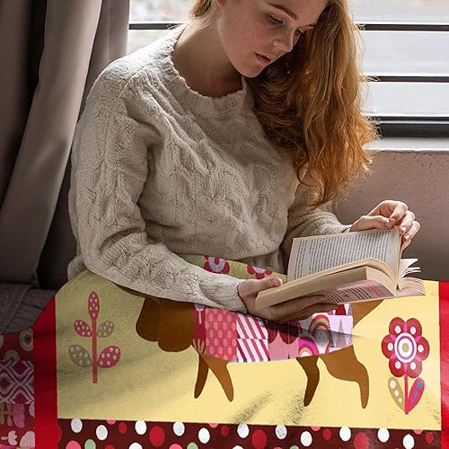 Miniatura 6 de BUYYET Manta de regalo de franela de forro polar con diseño de perro salchicha bonita y acogedora para cama, sofá, viajes al aire libre, 40 x 50