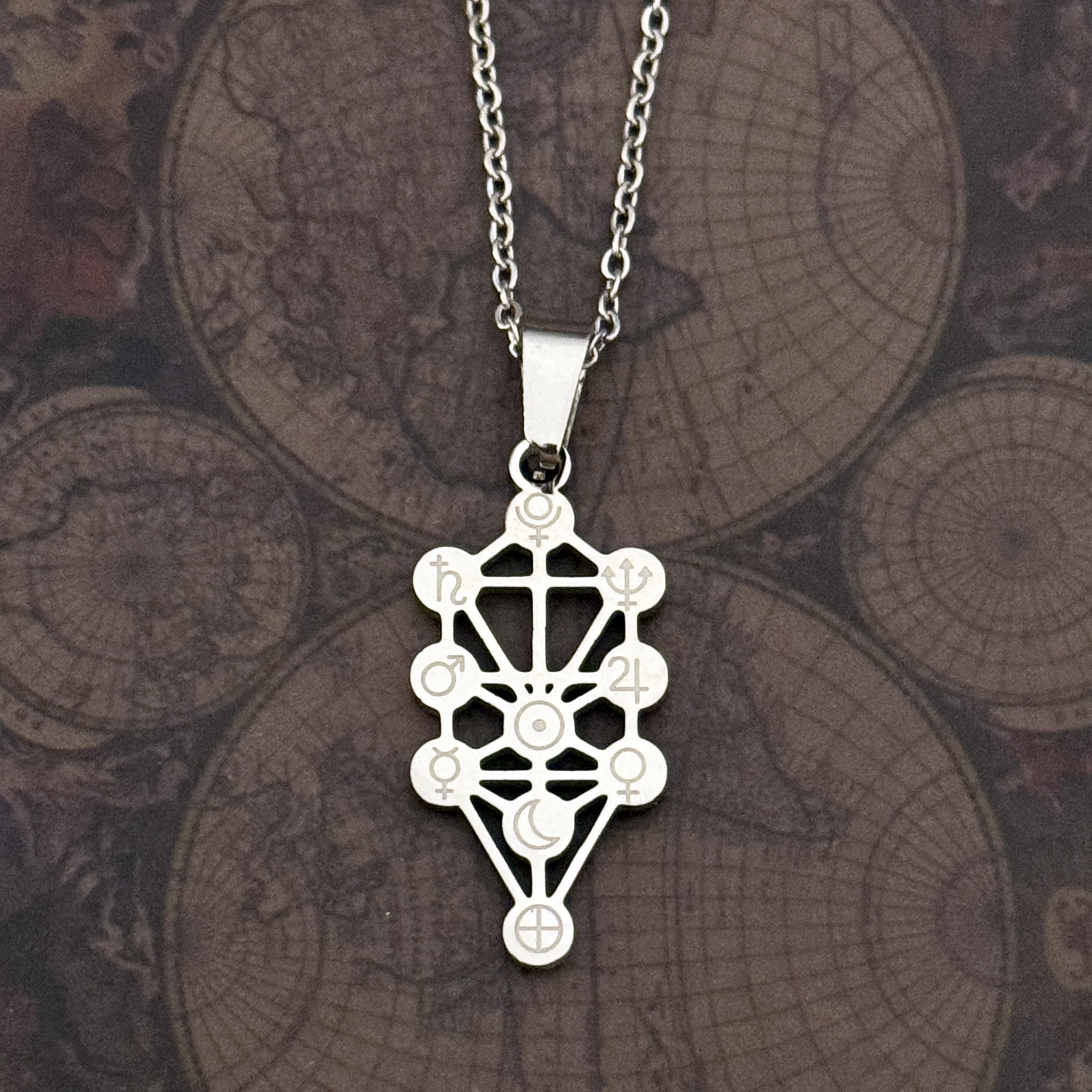 Simboliks Colgante de Kabbalah en Acero Inoxidable, Amuleto de Protección con el Árbol de la Vida, Diez Sefirot, Talismán Espiritual de la Cábala Judía, Símbolo Sagrado Sephiroth, Joyería Esotérica