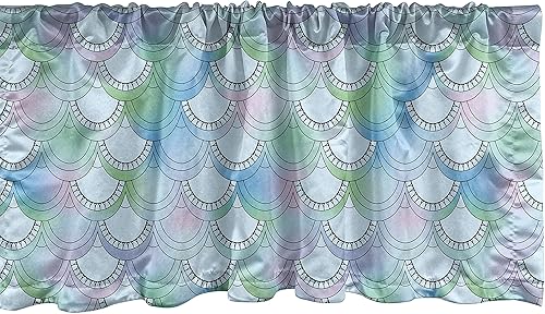 Ambesonne Cenefa de ventana de escamas de pescado, patrón de squama japonés con suave cambio de color marina, cola de sirena de fantasía marina,