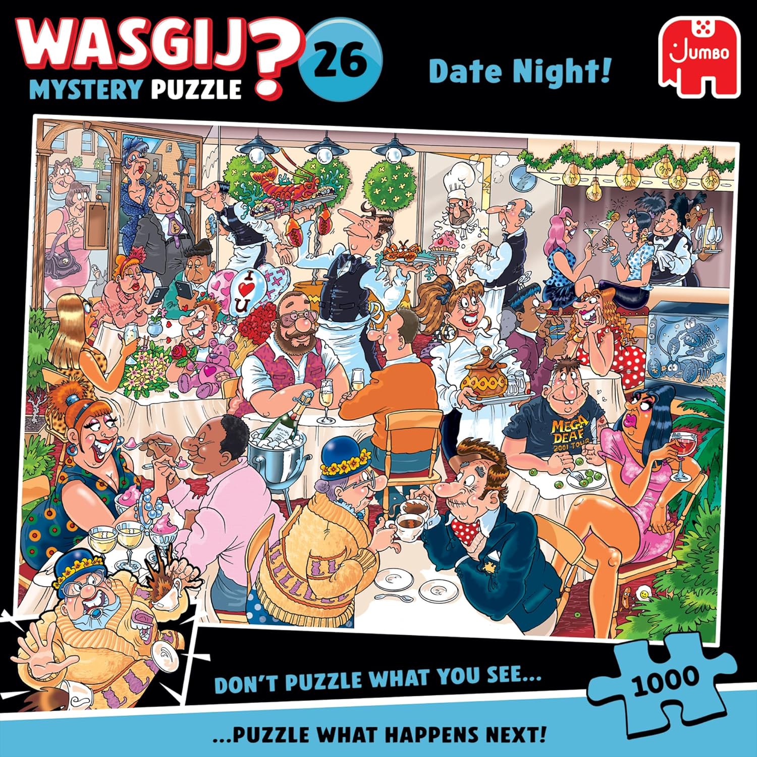 Wasgij Mystery 26 - Valentine's Day - Date Night! - Adult Puzzle - Humorous - 100% Recycled Cardboard - 1000 Pieces - Jumbo