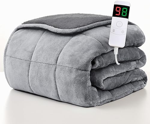 Vista 364 de Homemate Manta térmica eléctrica de 50 x 60 pulgadas, manta térmica de 1/2/4/6/8 horas de apagado automático, 10 niveles de calor, protección contra