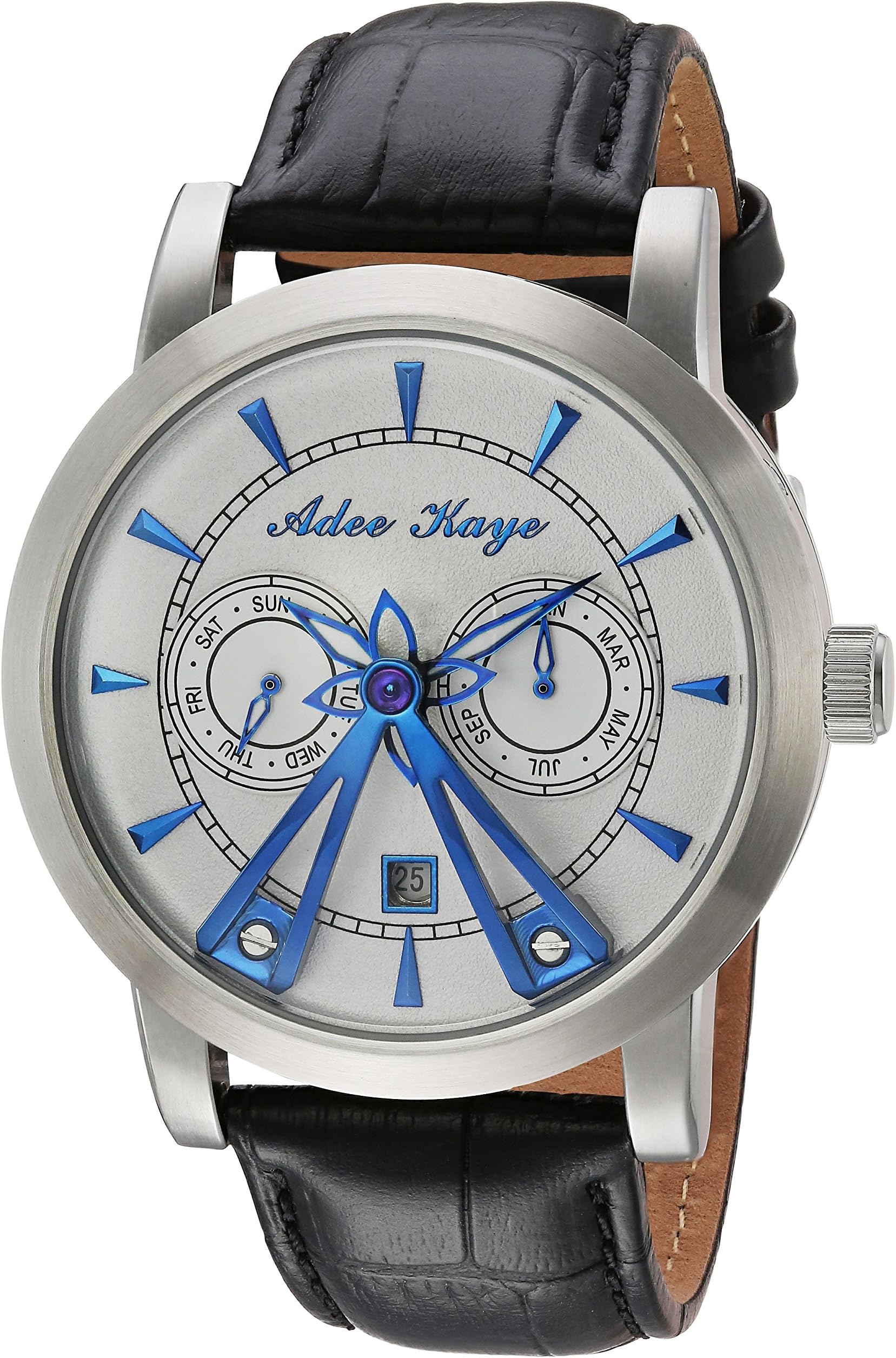 Adee Kaye Men's Analog Chinese-Automatic Watch with Leather Strap AK8871-SVBU
