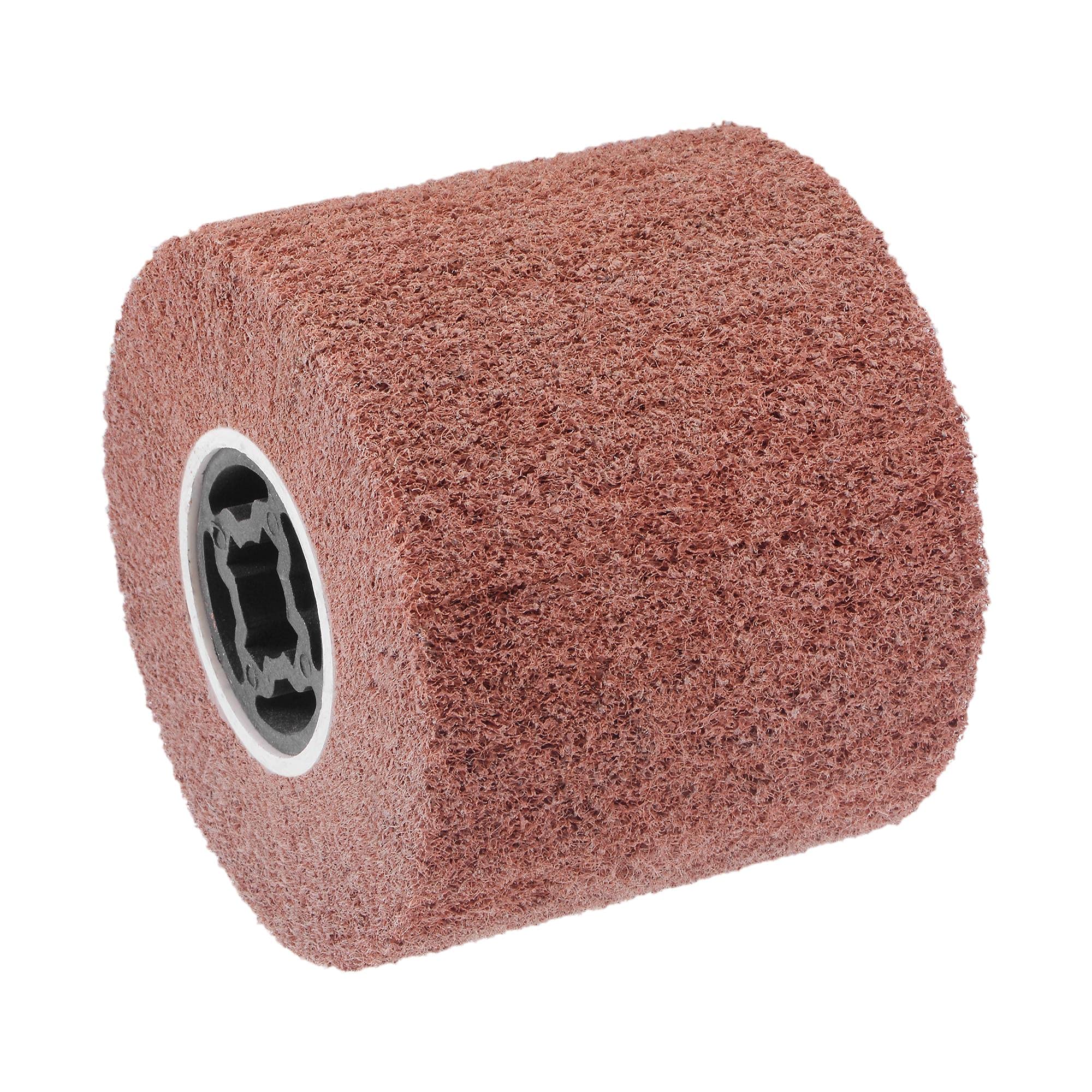sourcing map Roue de polissage non tissée 120 mm x 100 mm en nylon à lamelles abrasives Grain 80 pour acier inoxydable, cuivre, métal
