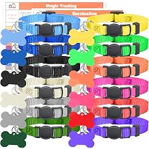 GAMUDA Puppy Collars ID Tags, Super Soft Adjustable Breakaway Whelping ID Bands, Assorted Colors Litter Identification Set with 2 Record Keeping Charts, 12 Pack M