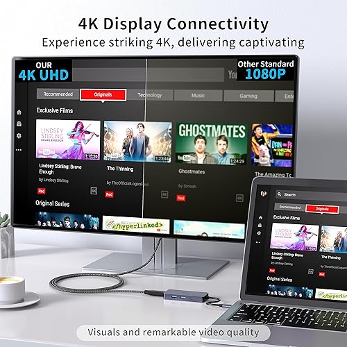 Miniatura 3 de Mini concentrador USB C, estación de acoplamiento para portátil USB C de viaje, base USB C 7 en 1 con HDMI 4K, 2 USB 3.0, 100 W PD, USB-C 3.0,