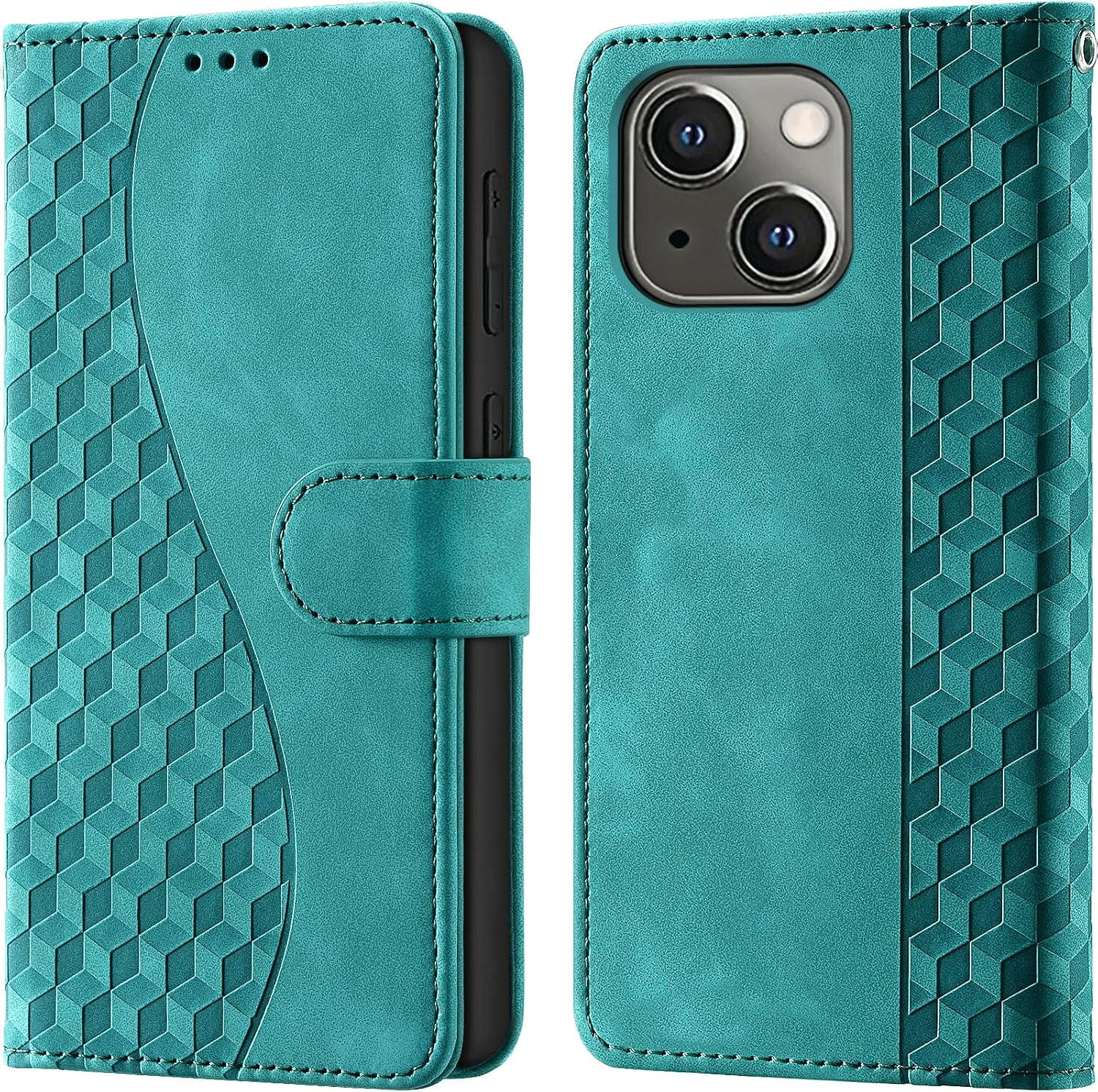 Wallet Flip Case for iPhone 13 / iPhone 14 Leather Turquoise