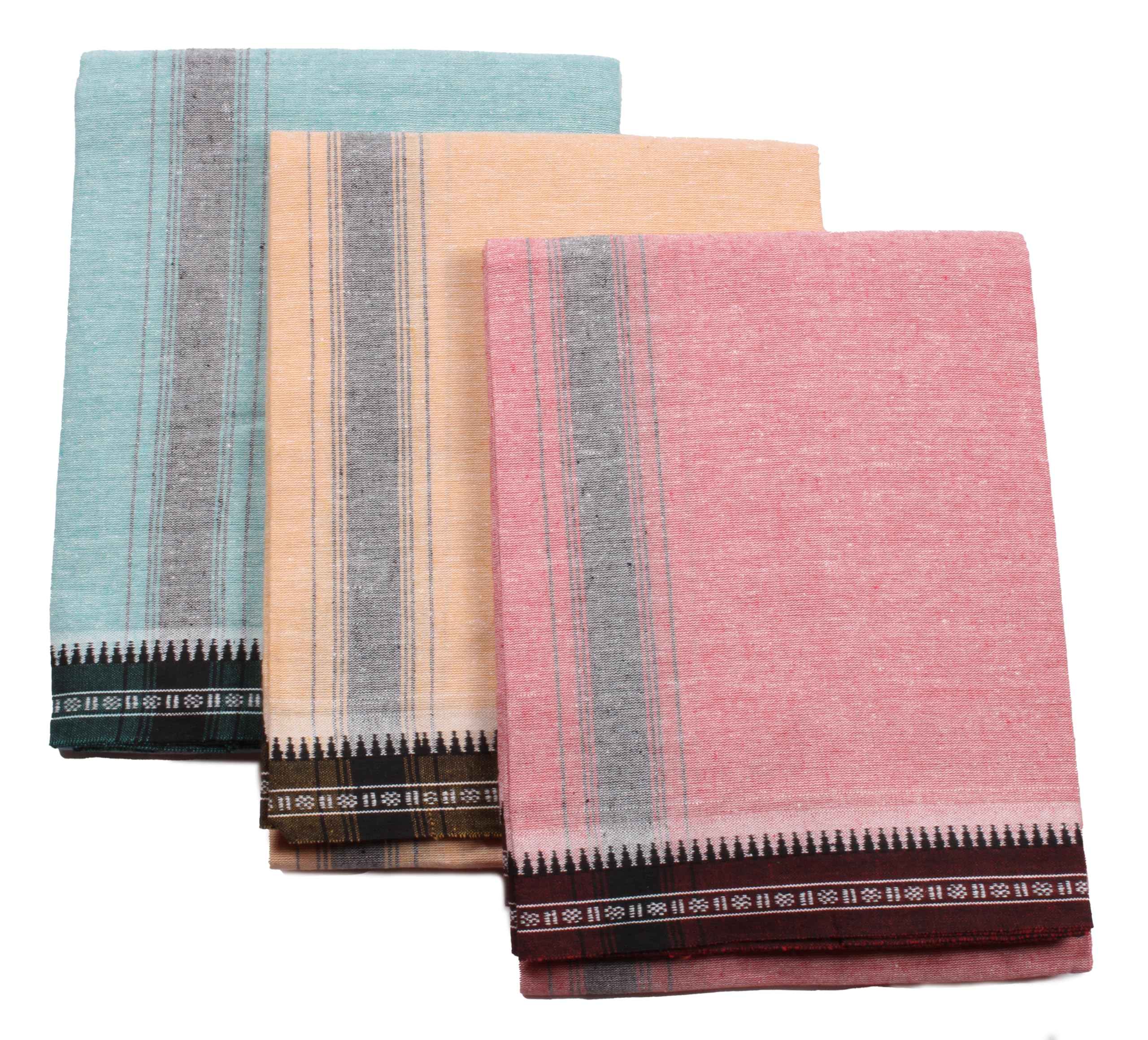Hornbill Enterprises Cotton Men's Kerala Style Cotton Dhoti Single size -1.9 meters Big Set-3-picture-38