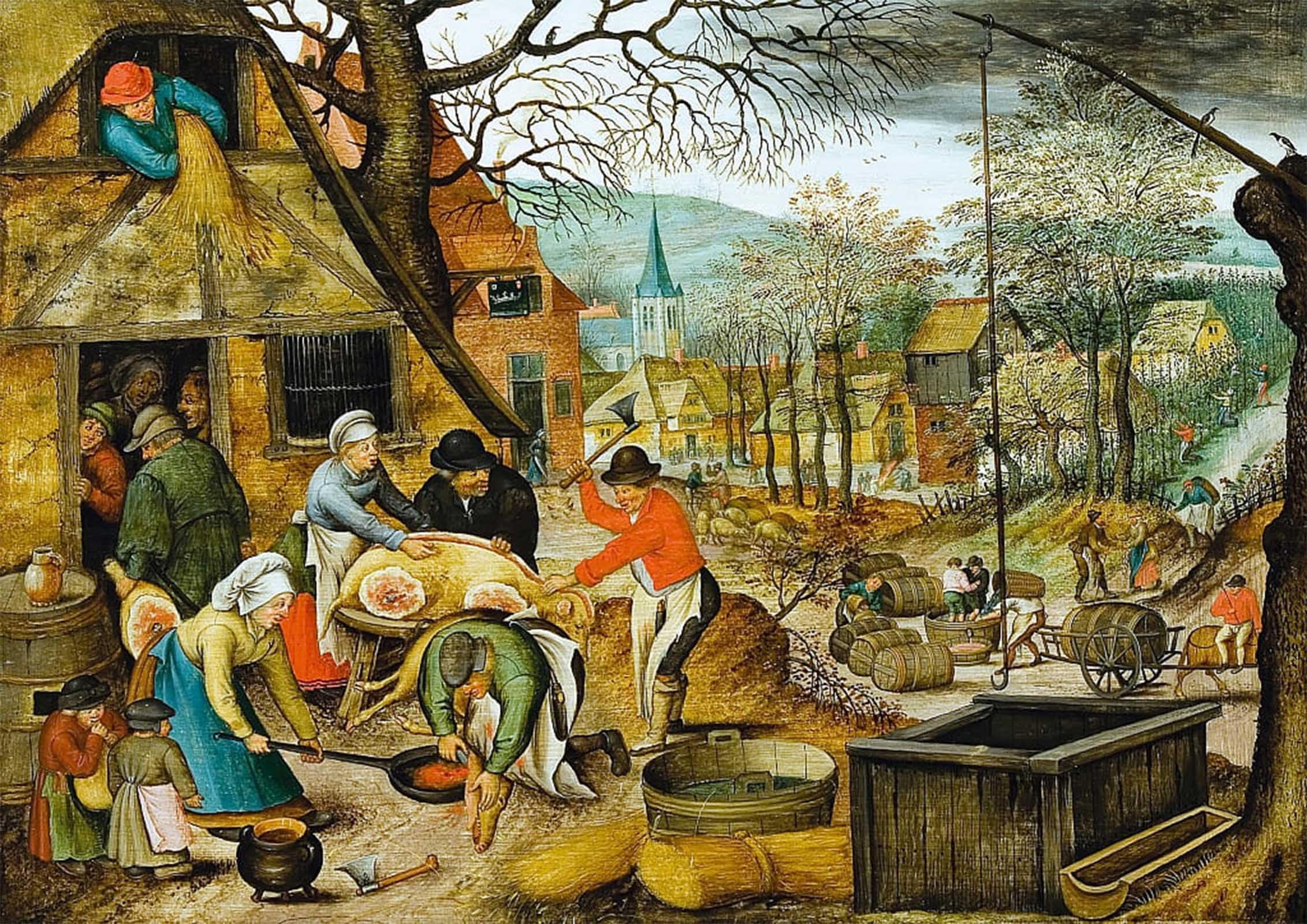 ARTXLXXBN Famous Painting Canvas Artwork Graffiti Print the Four Seasons Autumn by Pieter Brueghel the Younger Portrait Canvas Image for Home Decor 60x90cm