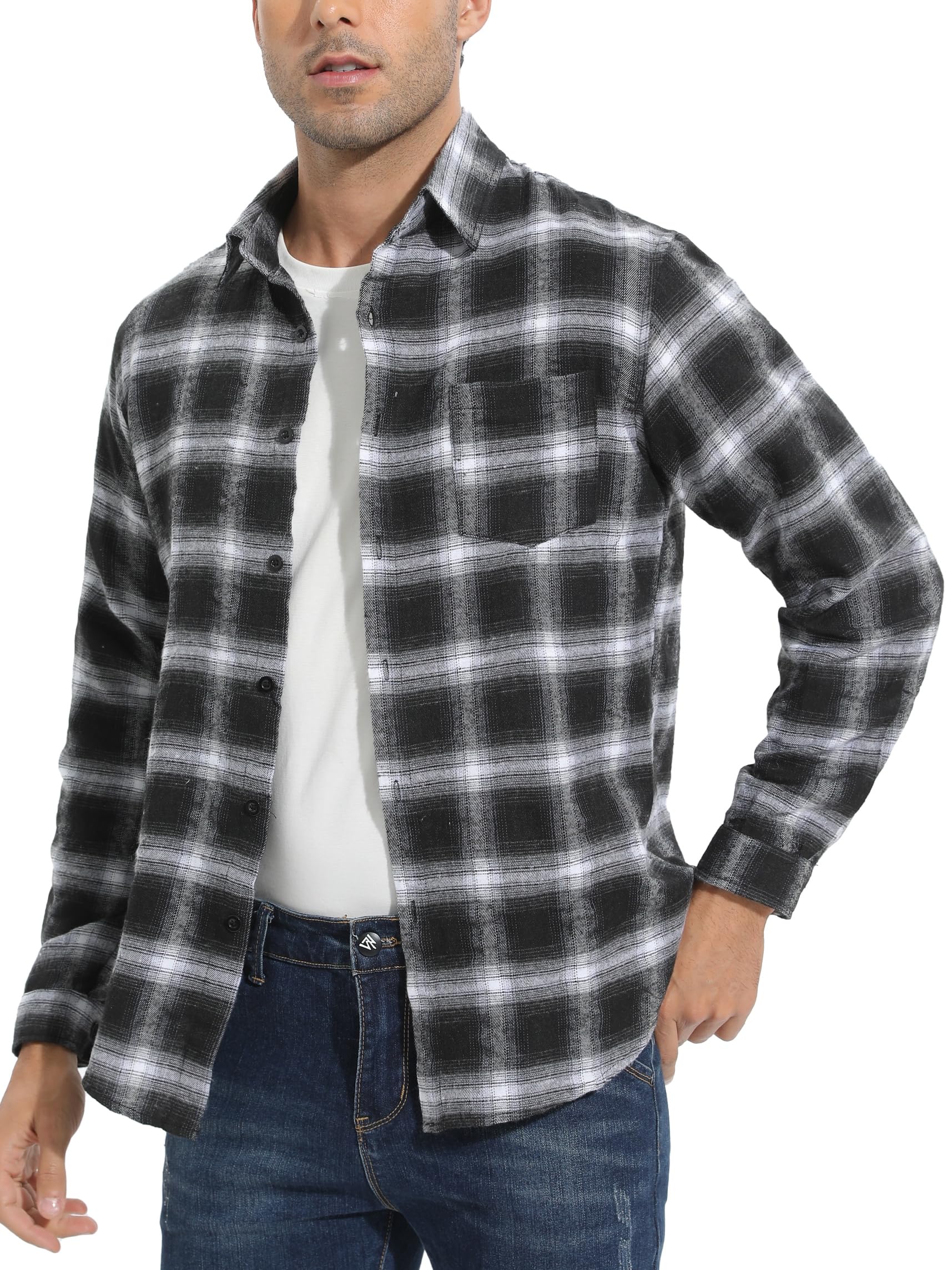 Chemisier Carreaux Coton Homme Chemise Bûcheron Western Veste à Carreaux en Flanelle T Shirt Manches Longues Casual Décontractée Classique Retro Ecossaise Gilet Blouse S-XXXL
