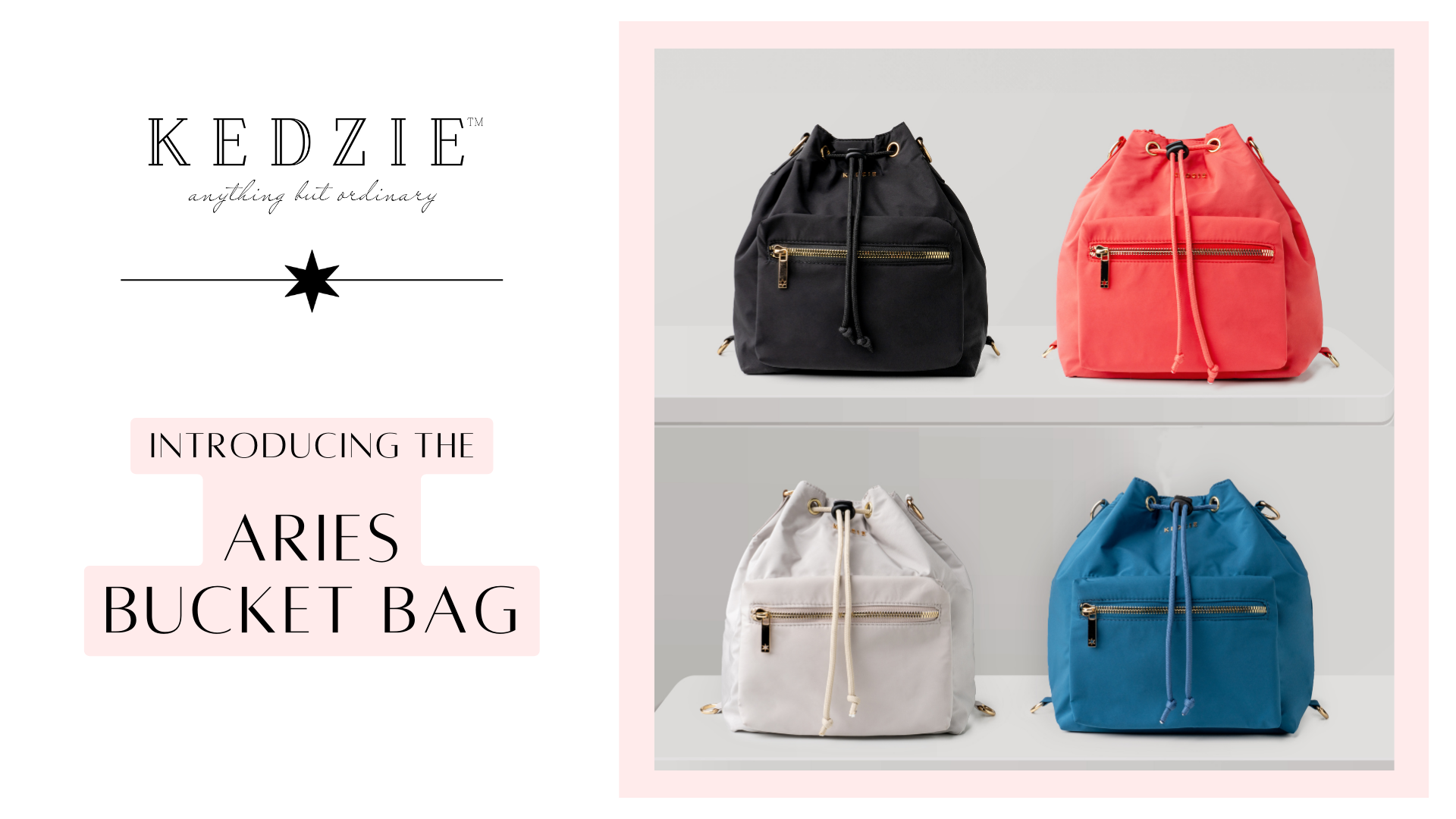 KEDZIE Aries Convertible Bucket Bag 3-Way Backpack Crossbody Strap Purse for Women