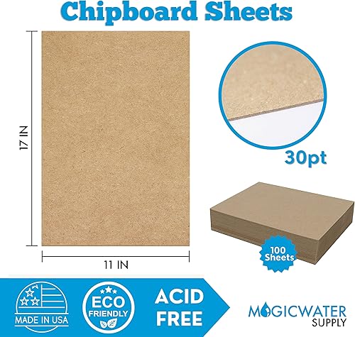 Miniatura 2 de 10 hojas de aglomerado de 11 x 17 pulgadas - 30 puntos (punto) de cartón kraft marrón de peso medio para álbumes de recortes y marco de fotos