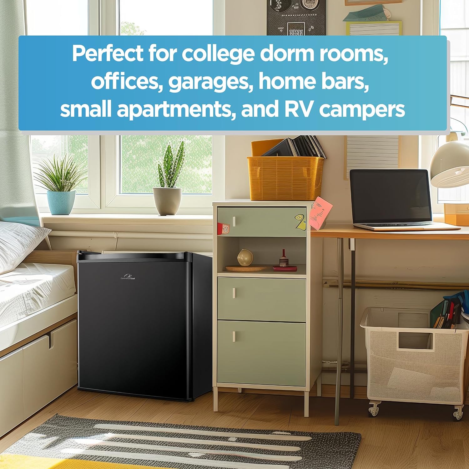 Commercial Cool 1.6 Cu. Ft. Compact Refrigerator, Single Door Mini Fridge with Chiller Compartment, Personal Fridge for Home or Dorm Room, R600a Refrigerant, CCR16B, Black