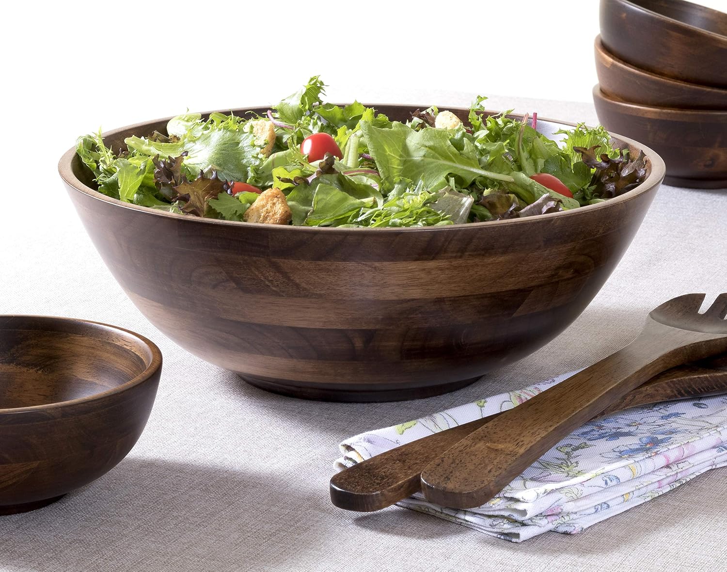 Lipper International Walnut finished 14" Salad Bowl, Large - Single Bowl (274WN) - Image 4