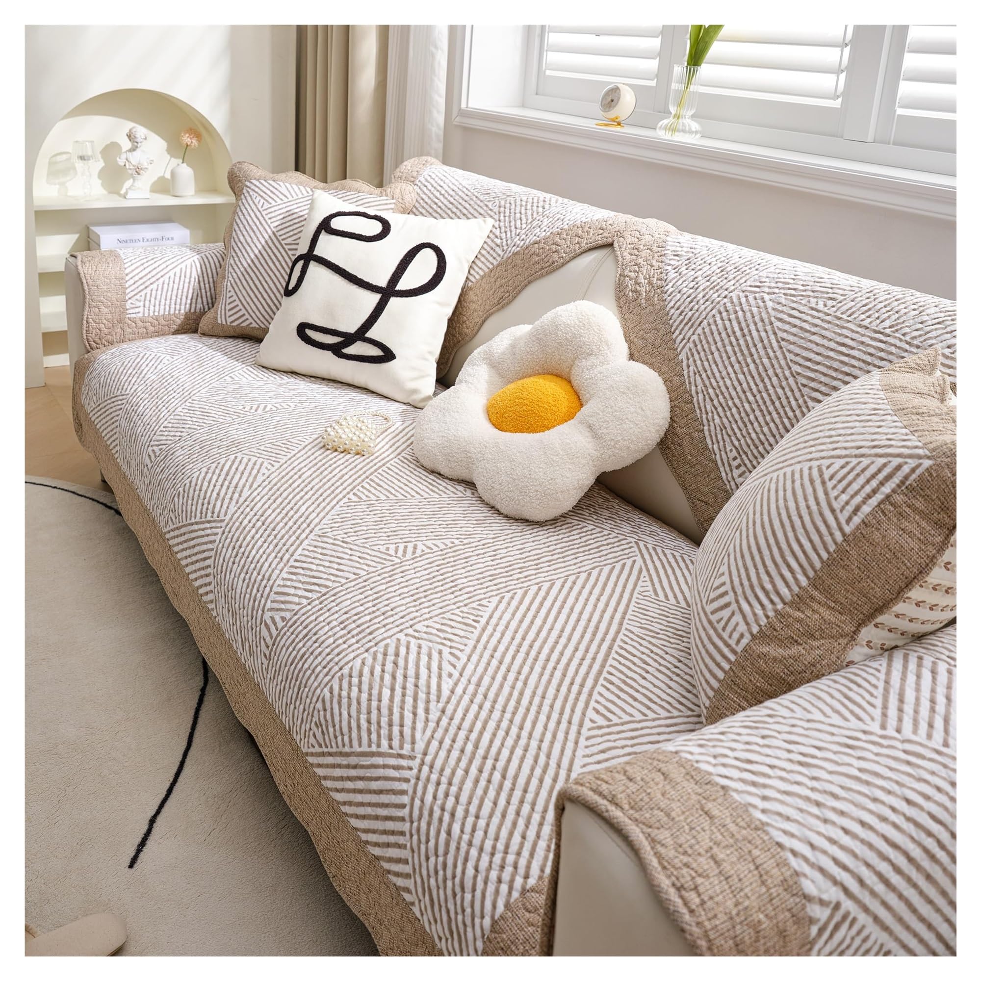 Housse de canapé lavable animaux domestiques en coton à motif floral taie 45x45 cm