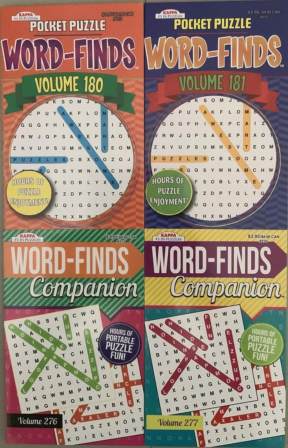 Lot of 4 Kappa Pocket Size Puzzle Book Word Finds Volume 180 & 181 and ...