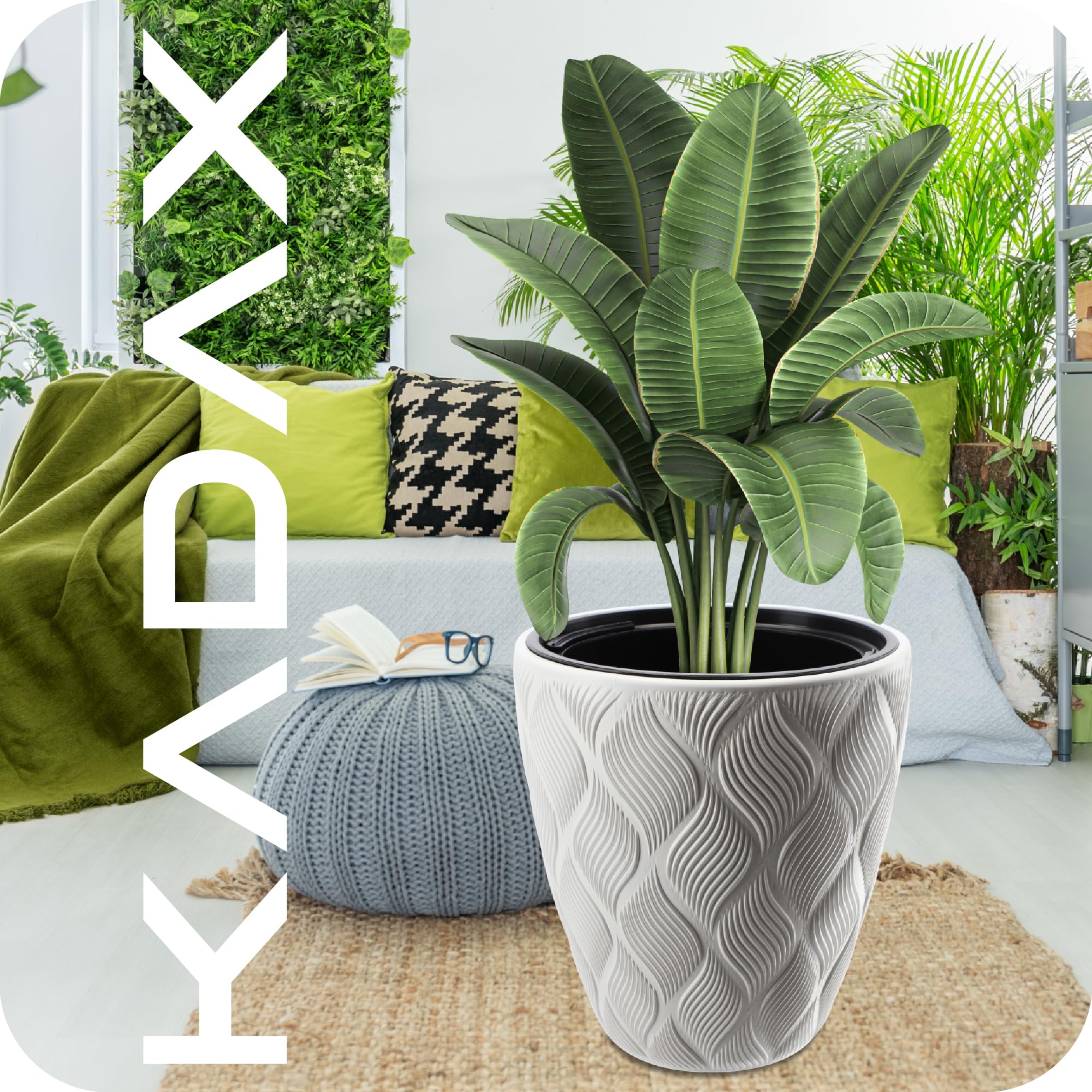 KADAX Pot De Fleurs En Plastique Avec Soucoupe Et Finition Mate Elegante Cache Pot Pour Une