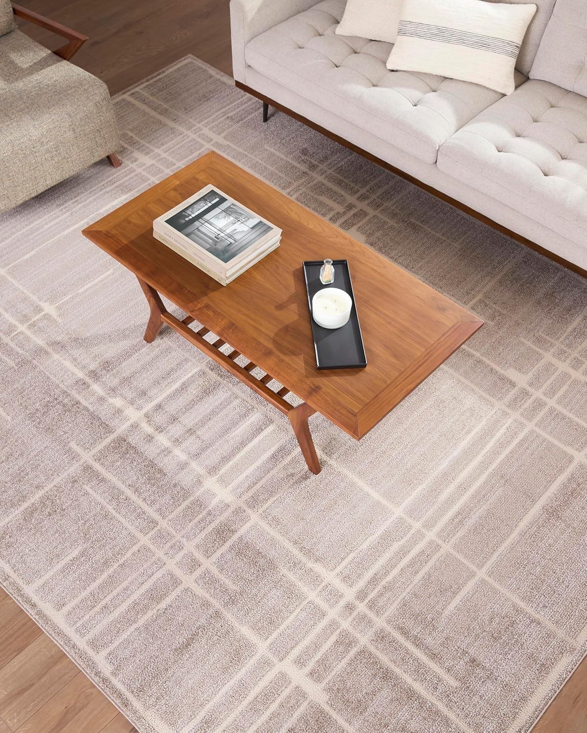 Livabliss x ELLE Décor Alma Modern Area Rug, 7'10" x 10'2", Taupe