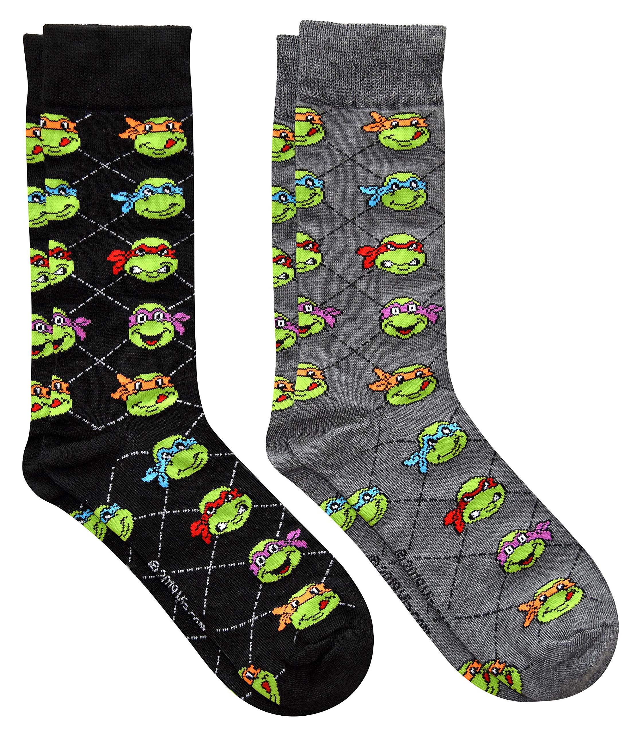 Teenage Mutant Ninja Turtles TMNT Argyle Men's Crew Socks 2 Pair Pack