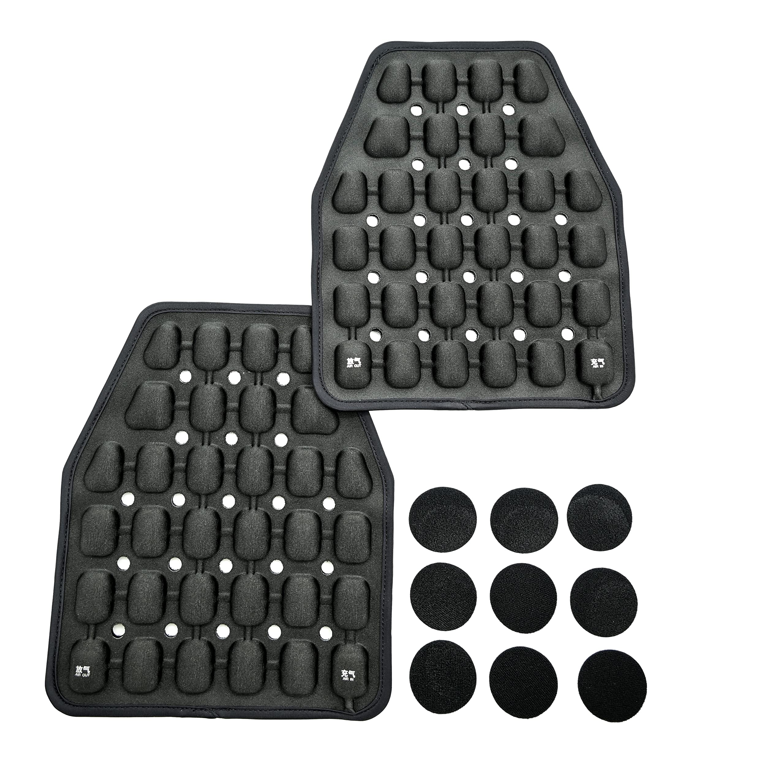 3D Ventilated Shock pad Cushion Cooling Vest Anti-Gravity Body Protection Lightweight Vest Suitable for Tactical Vest, seat Backs, etc. Black - 2PCS