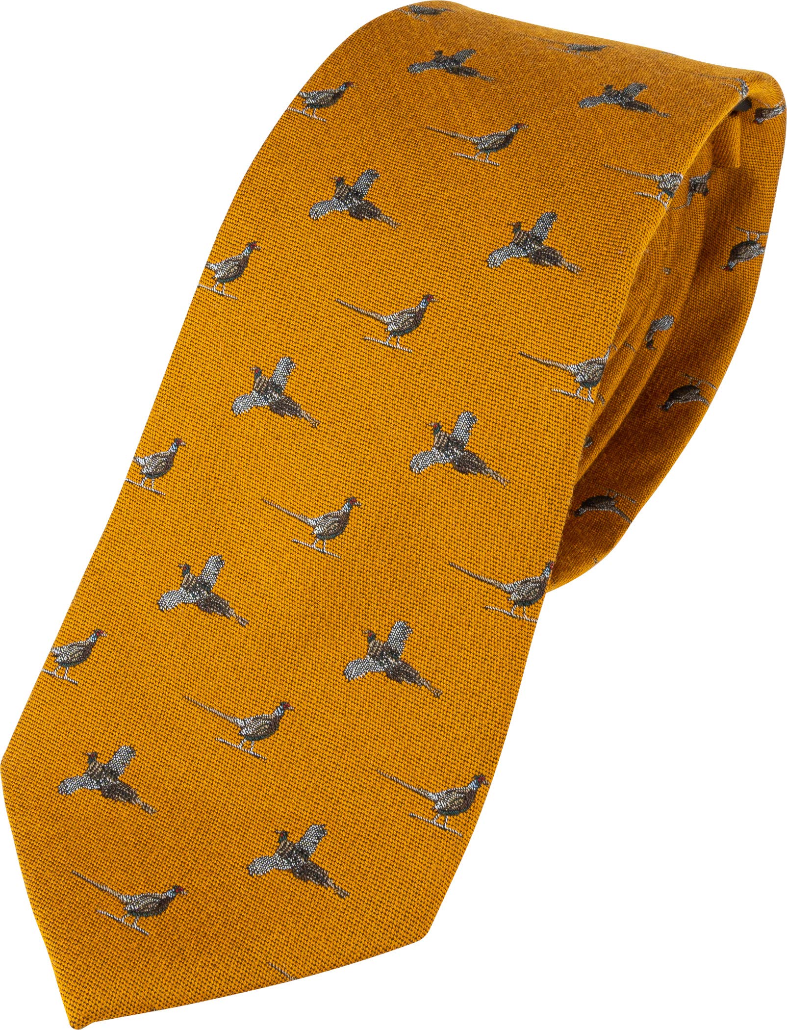Jack Pyke Silk Tie Pheasant Fashion Hunting Formal Gift Country Neck Tie Mustard