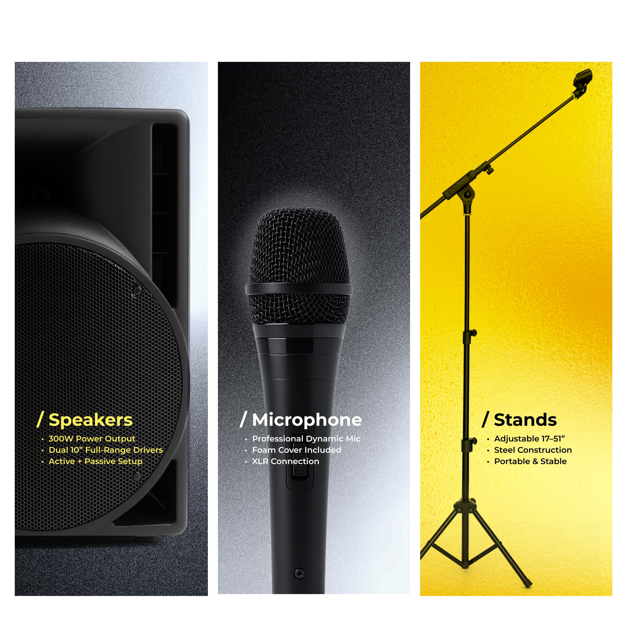 BOWENS 10 Inch 1000W PA System with Microphone – Portable DJ Speakers with Bluetooth, USB/SD, LCD Display & Remote Control – Pro PA Speaker System, 150W RMS Big Speaker for Parties & Events