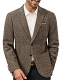Mens Tweed Blazer Wool Sport Coat Two Button Peak Lapel Vintage Suit Jackets